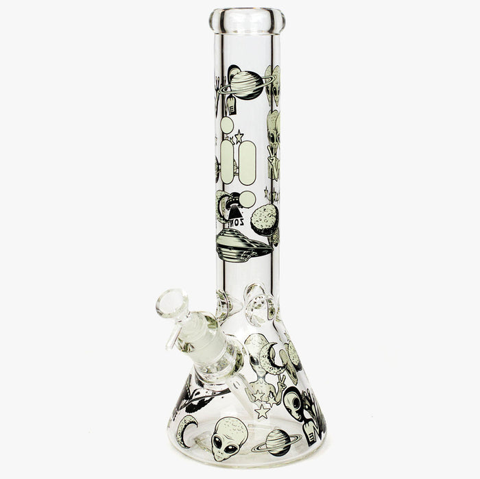 14" Infyniti Grapnic Glass Beaker Bong Glow in the Dark - INHALCO