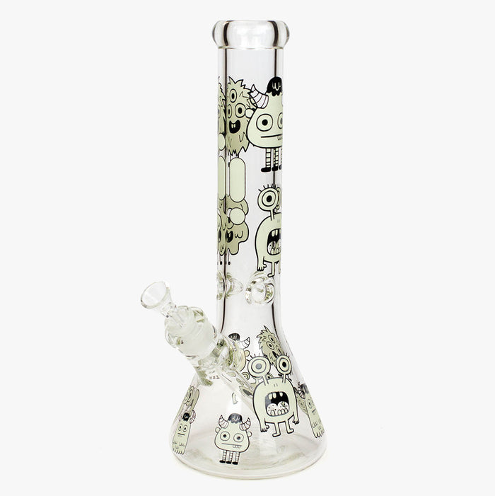 14" Infyniti Grapnic Glass Beaker Bong Glow in the Dark - INHALCO