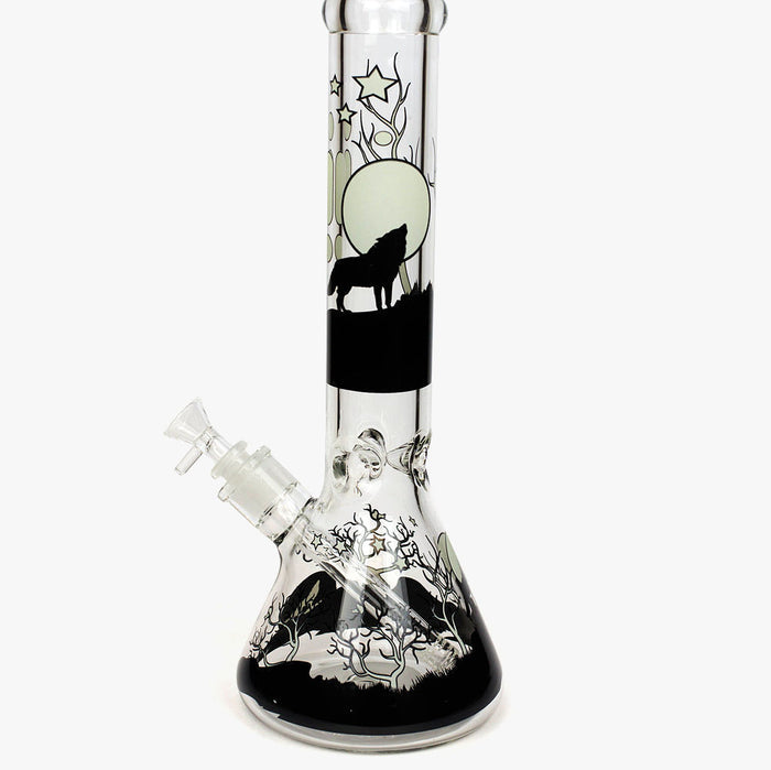 14" Infyniti Grapnic Glass Beaker Bong Glow in the Dark - INHALCO