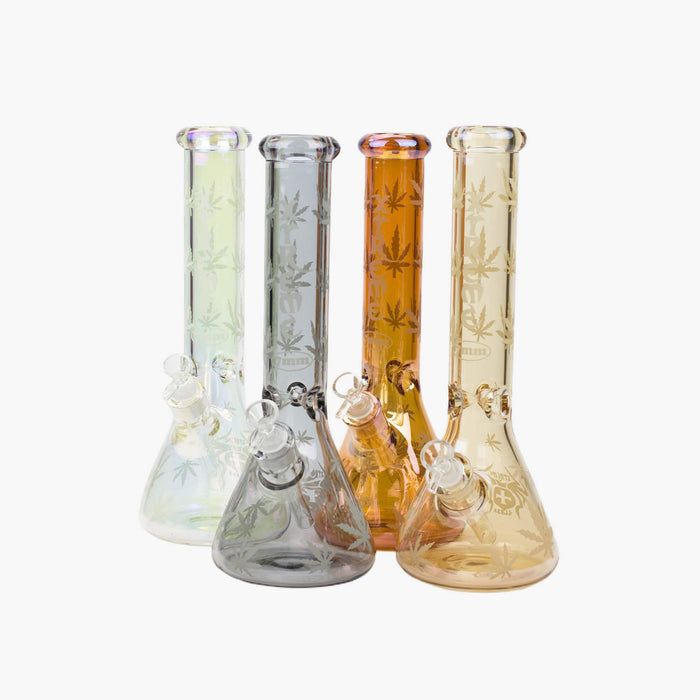 14" XTREME Glass Leaf Electroplated Beaker Bong