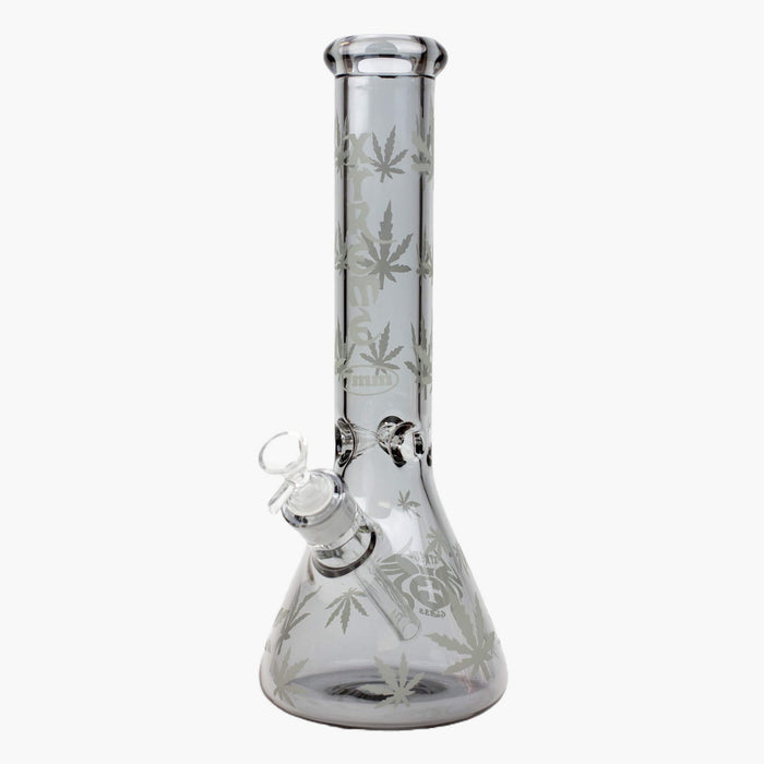 14" XTREME Glass Leaf Electroplated Beaker Bong