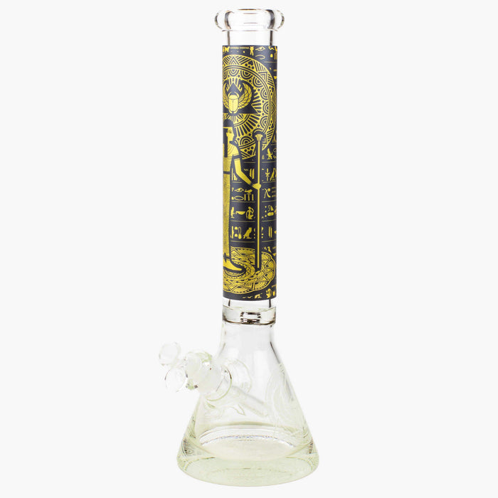 16" Egyptian Hieroglyph Glow in the Dark Beaker Bong