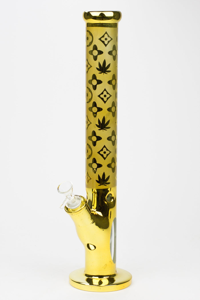 17" Luxury pattern 7 mm metallic straight tube glass bong