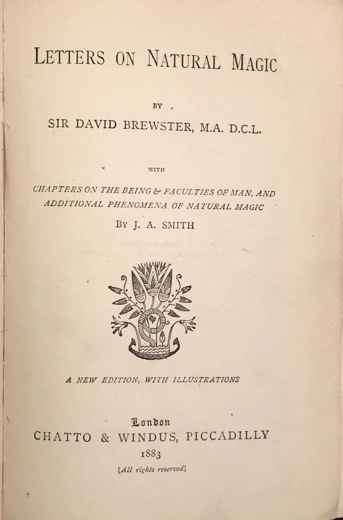 1883 - LETTERS ON NATURAL MAGIC - DAVID BREWSTER Magic Tricks, Magicians, Occult