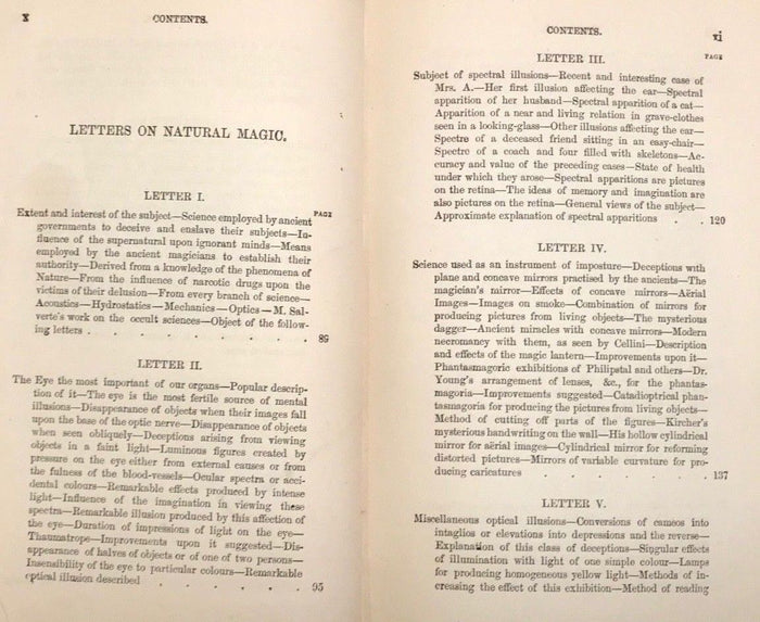 1883 - LETTERS ON NATURAL MAGIC - DAVID BREWSTER Magic Tricks, Magicians, Occult