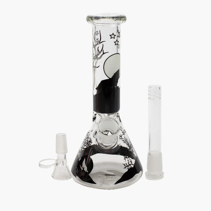 7.5" Wolf Beaker Bong Glow In The Dark