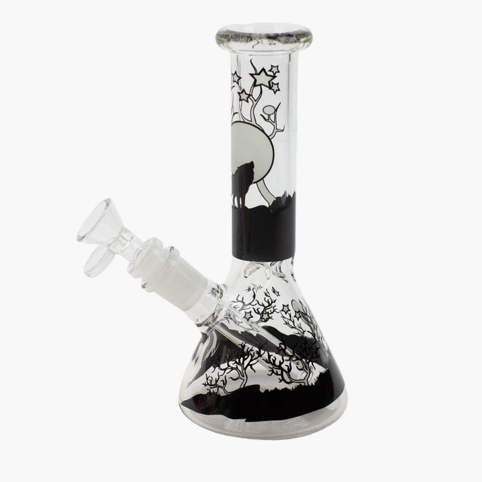 7.5" Wolf Beaker Bong Glow In The Dark