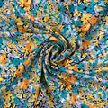 Abstract Floral - Turquoise & Orange - Rayon Challis