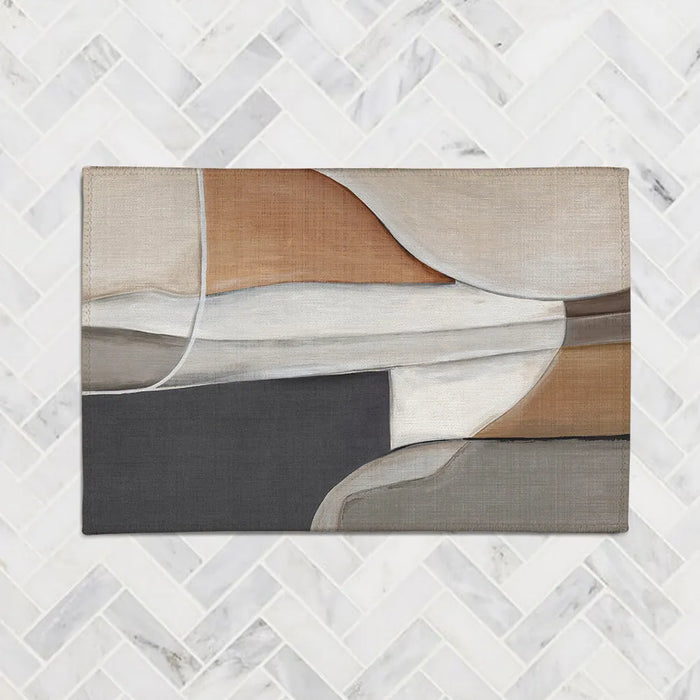 Abstract Natural Canvas Chenille Accent Rug