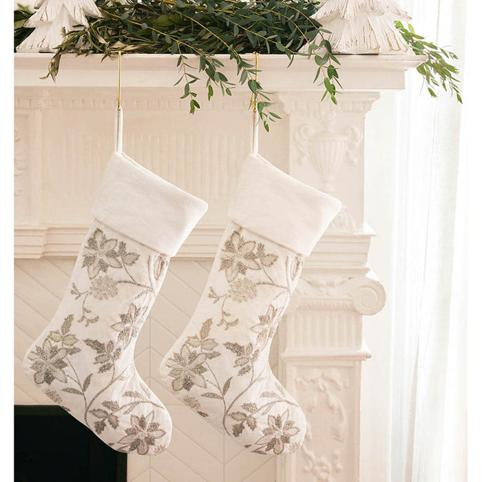 Allegria Beaded Floral Stocking by SFERRA Additional Image - 4