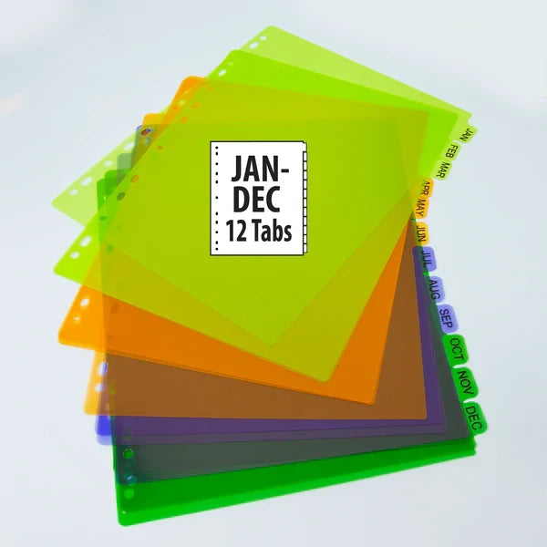 BAZIC 3-Ring Binder Dividers w/ 12 Pre-Printed Jan-Dec Tabs Sold in 24 Units