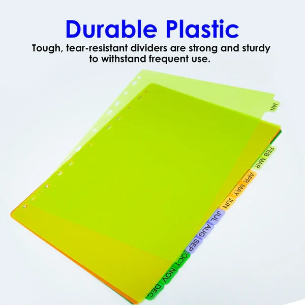 BAZIC 3-Ring Binder Dividers w/ 12 Pre-Printed Jan-Dec Tabs Sold in 24 Units