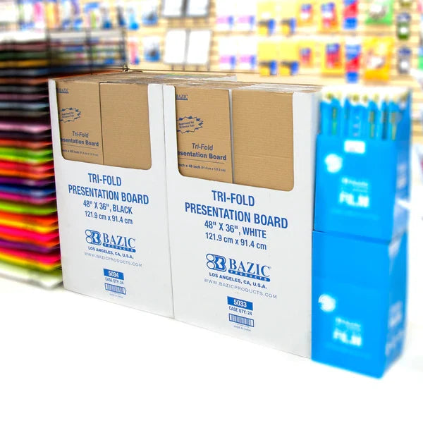BAZIC 36" X 48" Black Tri-Fold Corrugated Presentation Boards Sold in 24 Units