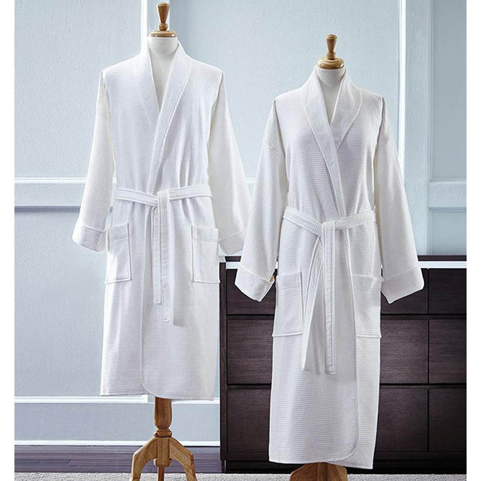 Berkley White Bath Robe Terry/Waffle Reverse by SFERRA Additional Image - 1