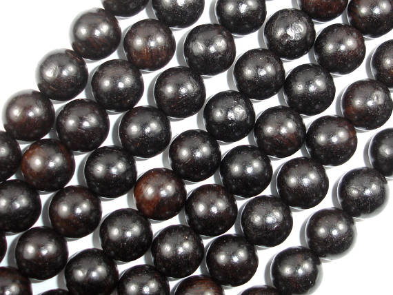Black Sandalwood Beads, 10mm Round Beads-BeadBasic