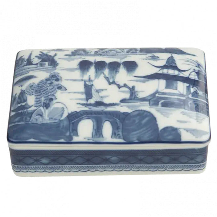 Blue Canton Recangular Box by Mottahedeh Additional Image -1
