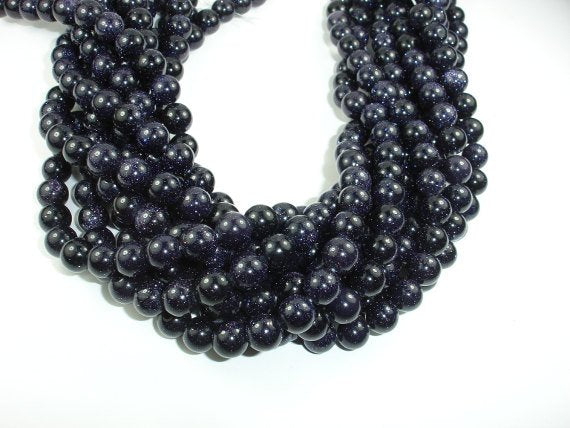 Blue Goldstone Round Beads, 10mm-BeadBasic