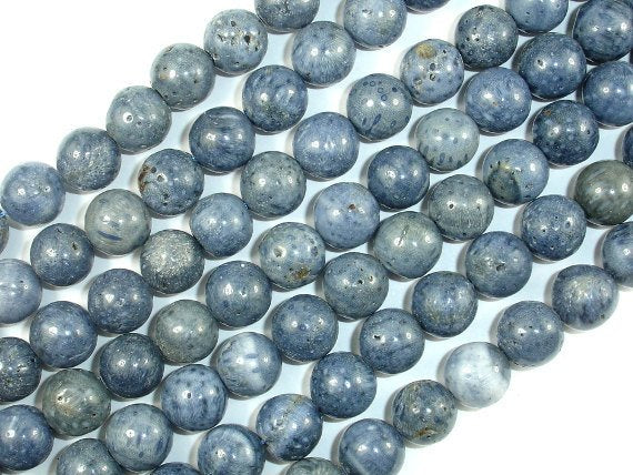 Blue Sponge Coral Beads, 10mm Round Beads-BeadBasic