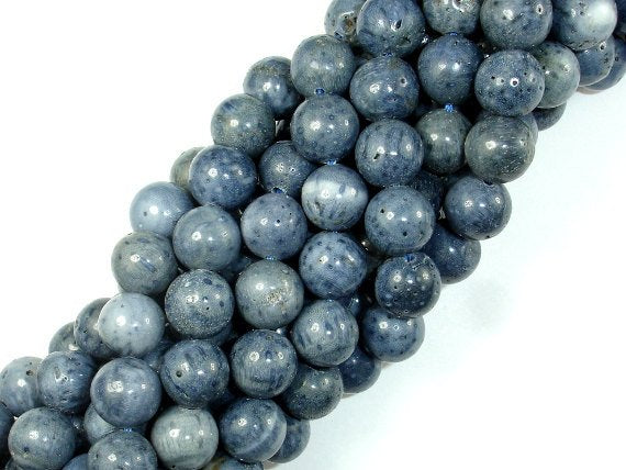 Blue Sponge Coral Beads, 10mm Round Beads-BeadBasic