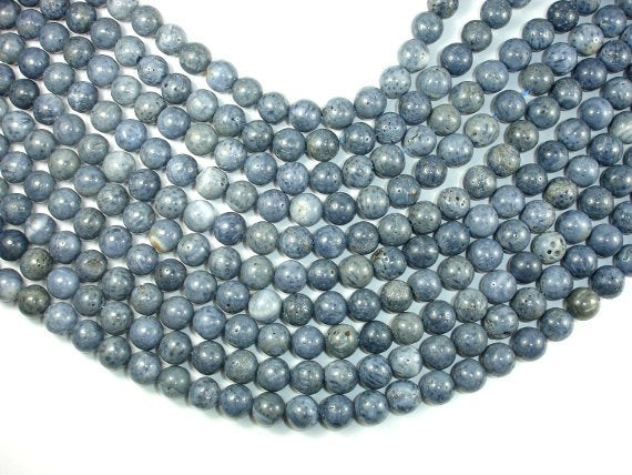 Blue Sponge Coral Beads, 10mm Round Beads-BeadBasic