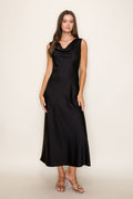 BR | Cowl Neck Satin Midi Dress