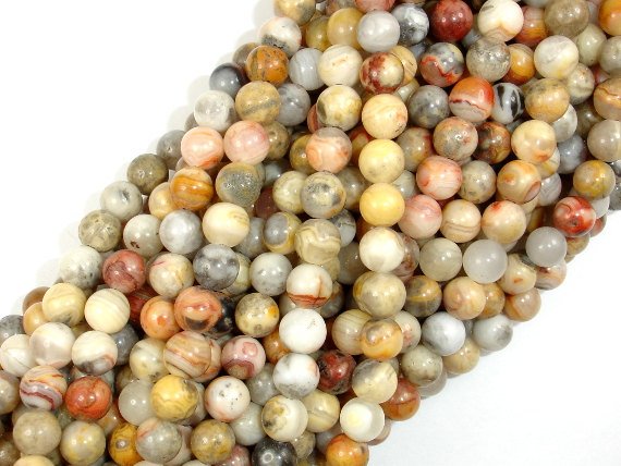 Crazy Lace Agate Beads, Round, 6mm-BeadBasic
