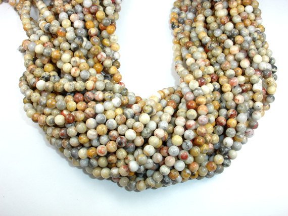 Crazy Lace Agate Beads, Round, 6mm-BeadBasic