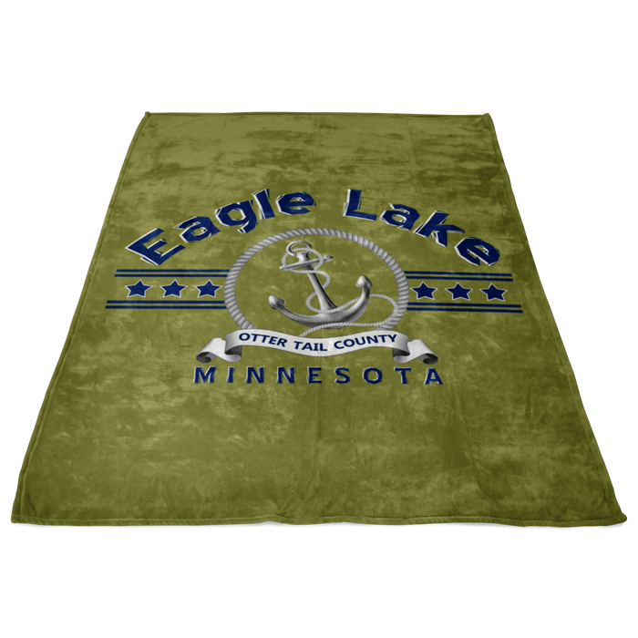 Fleece Blanket, Plush, Eagle Lake, Olive, Medium/Large