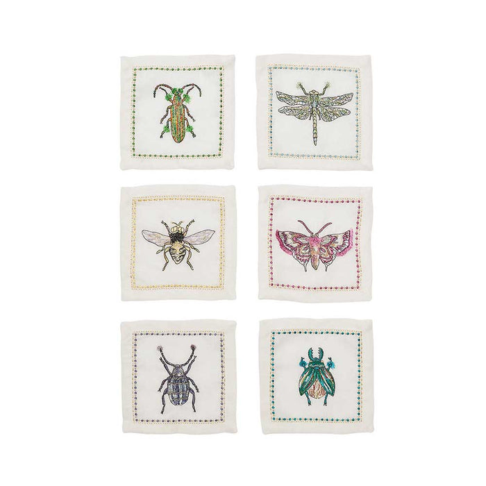 Garden Party Cocktail Napkins in White & Multi, Set of 6 in a Gift Box by Kim Seybert Additional Image - 2