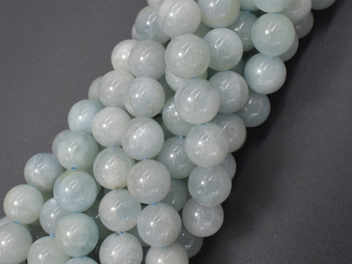 Genuine Aquamarine Beads, Round, 10mm-BeadBasic