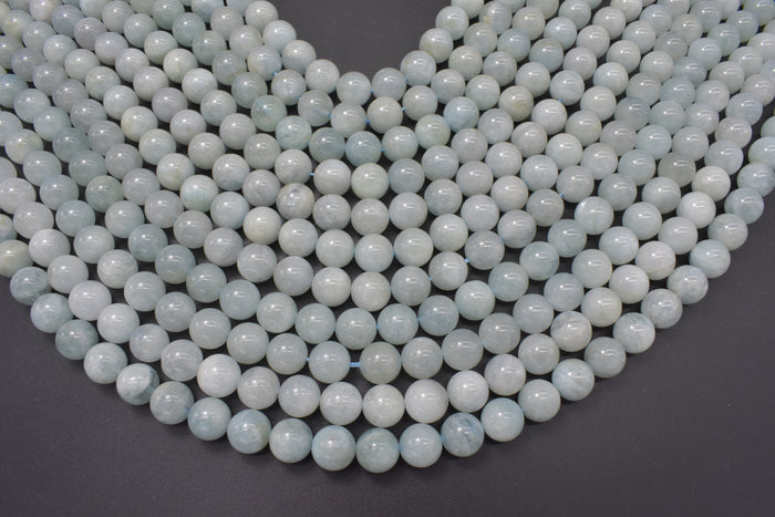Genuine Aquamarine Beads, Round, 10mm-BeadBasic