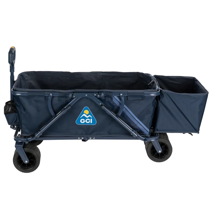 Right side of the indigo Go-Hauler with attached tote.