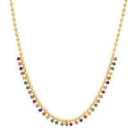 Gold Ball Necklace with Graduated Rainbow CZ Stones