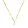 Gold Figaro Chain with Pear Shaped CZ Pendant