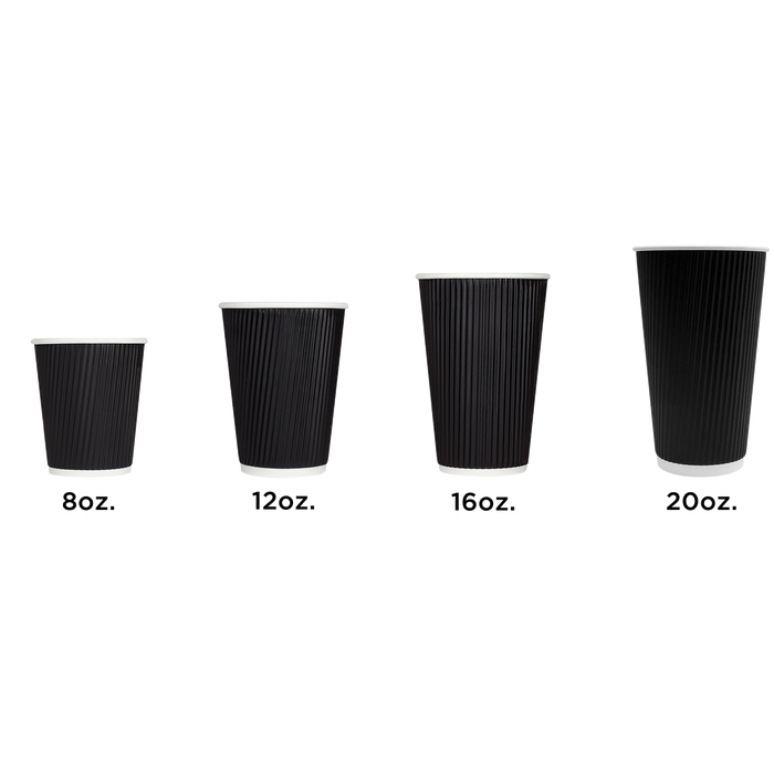 Karat 12oz Ripple Paper Hot Cups - Black (90mm) - 500 ct