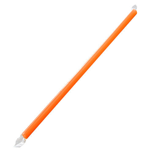 Karat 9'' Giant Straws (8mm) Paper Wrapped - Orange - 2,500 ct, C9075 (Orange)