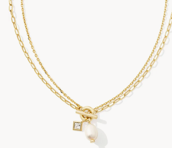Kendra Scott Eve Multi Strand Necklace in White Pearl