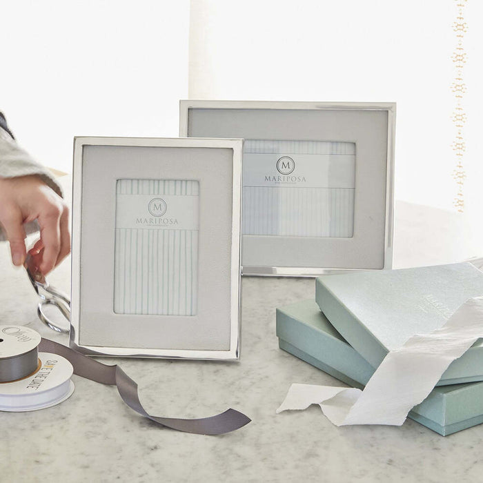 Leather With Metal Border 5X7 Frame by Mariposa Additional Image-4