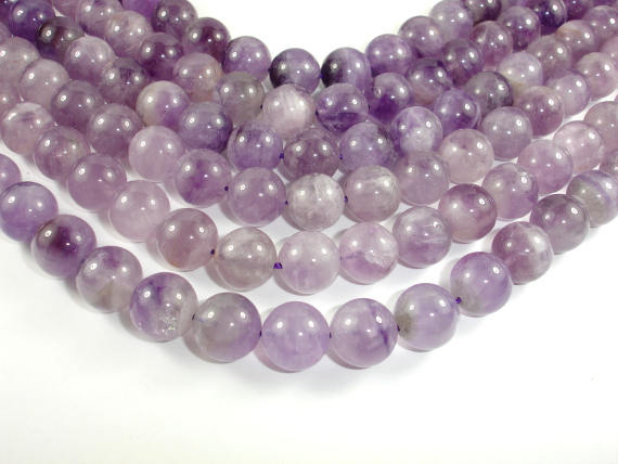 Light Amethyst, 12mm Round Beads-BeadBasic