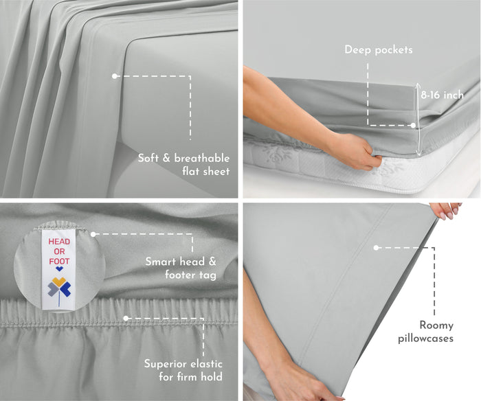Luxe Smooth Sateen Solid Sheet Set - California Design Den