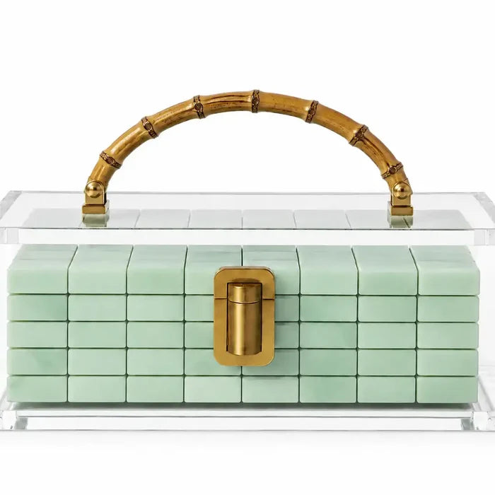 Mahjong Acrylic Bamboo Lotus Tile Storage Box