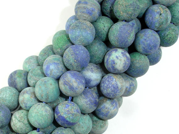 Matte Azurite Malachite Beads, 10mm Round Beads-BeadBasic