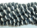Matte Black Onyx Beads, with White Line, 8mm Round Beads-BeadBasic