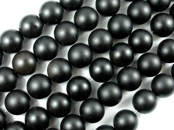 Matte Black Stone, 20mm Round Beads-BeadBasic
