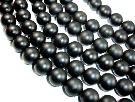 Matte Black Stone, 20mm Round Beads-BeadBasic