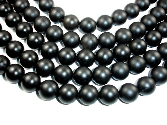 Matte Black Stone, 20mm Round Beads-BeadBasic