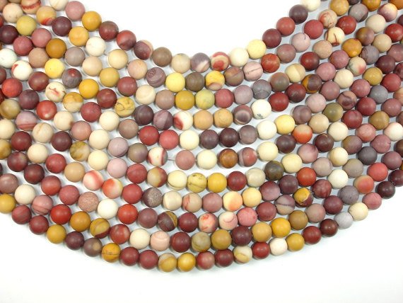 Matte Mookaite Beads, 8mm Round Beads-BeadBasic