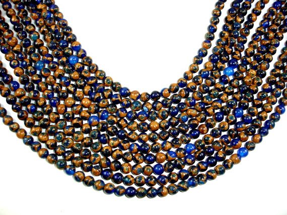 Mosaic Stone Beads, Round, 6mm-BeadBasic