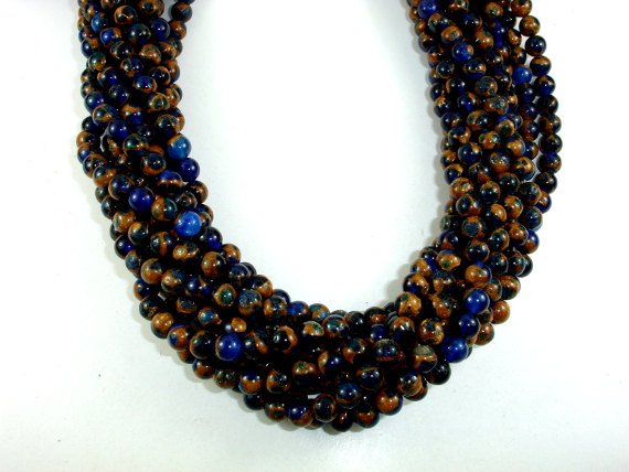 Mosaic Stone Beads, Round, 6mm-BeadBasic