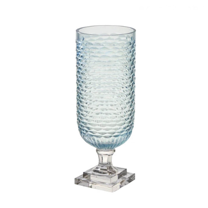 Pale Blue Glass Hurricane with Clear Base